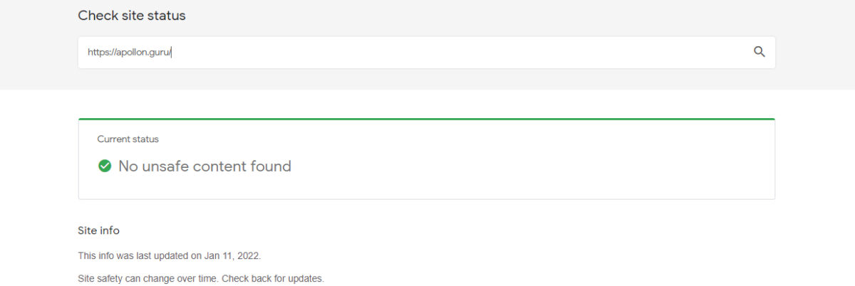 Проверка наличия проблем с безопасным просмотром при помощи Safe Browsing site status | ApollonGuru Проверка наличия проблем с безопасным просмотром при помощи Safe Browsing site status