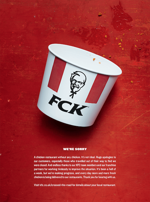 Реклама в газеті від KFC з вибаченнями | ApollonGuru Реклама в газеті від KFC з вибаченнями